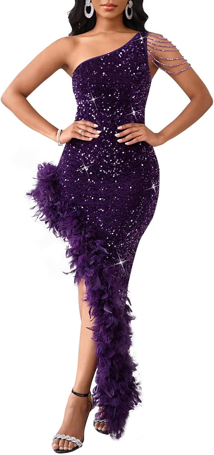 Elegant Sexy Tassels One Shoulder Mermaid Bodycon Dress