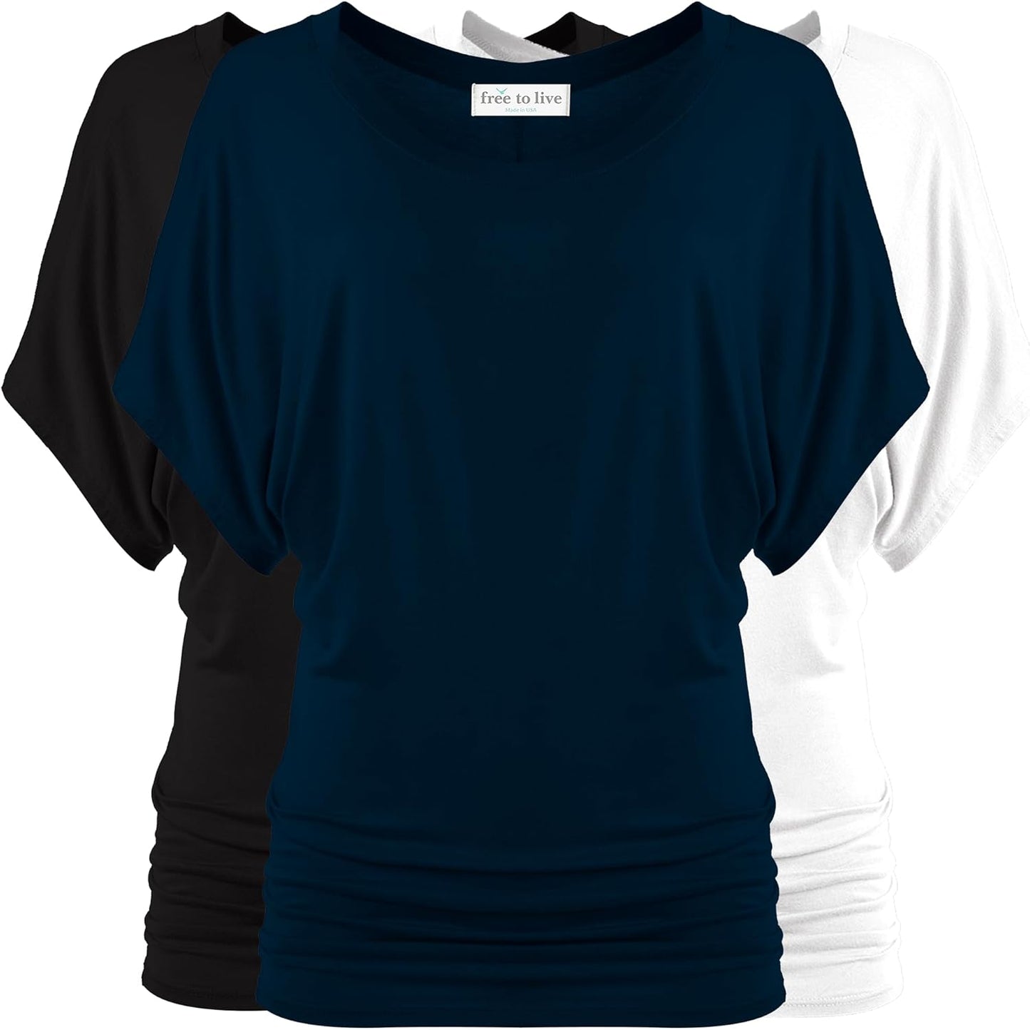 Versatile Dolman Sleeve Tunic Dressy Tops for Women 3 Pack