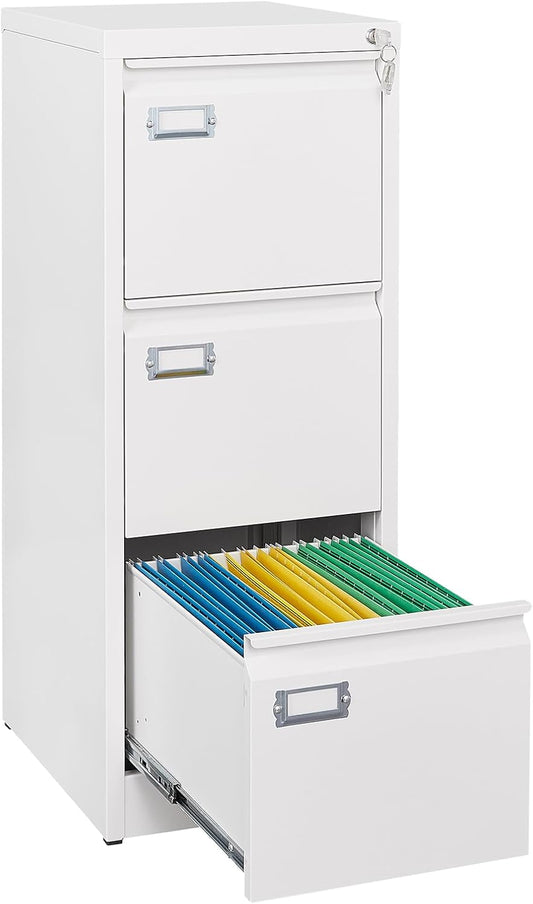 SISESOL 3 Drawer File Cabinet with Lock for Home Office Use