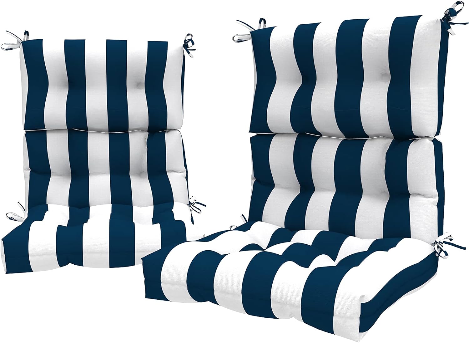 Outdoor High Back Cushions for Patio Chairs - 2 Pack Set