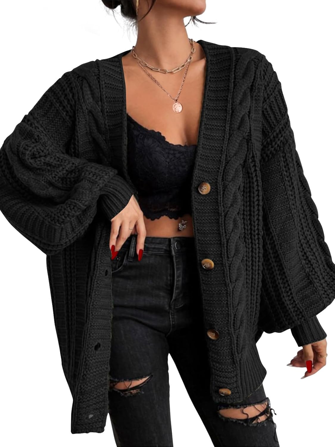 EXLURA Womens Oversized Cardigan Sweaters for Fall Winter