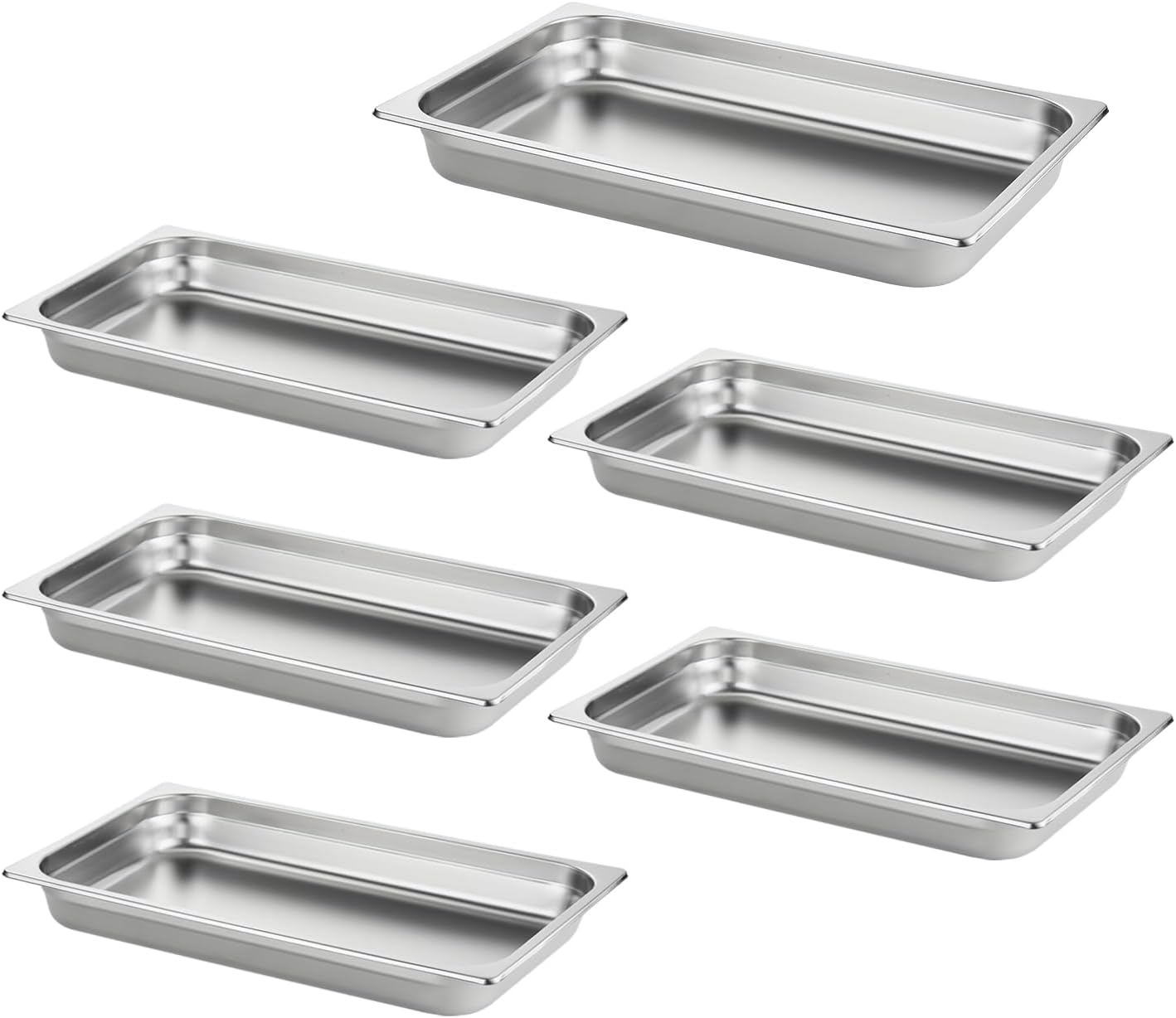 HECMAC 6 Pack Anti-Jam Hotel Pans for Catering and Storage