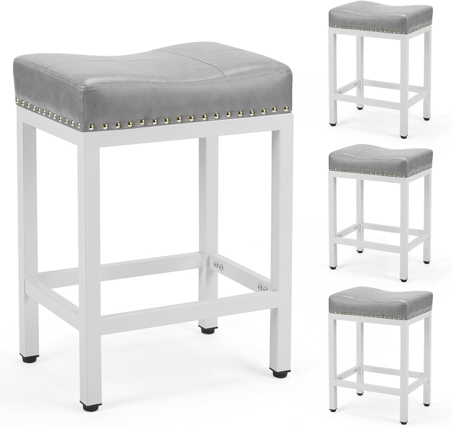 Comfortable 24 Inch Counter Height Bar Stools Set of 4 in Grey