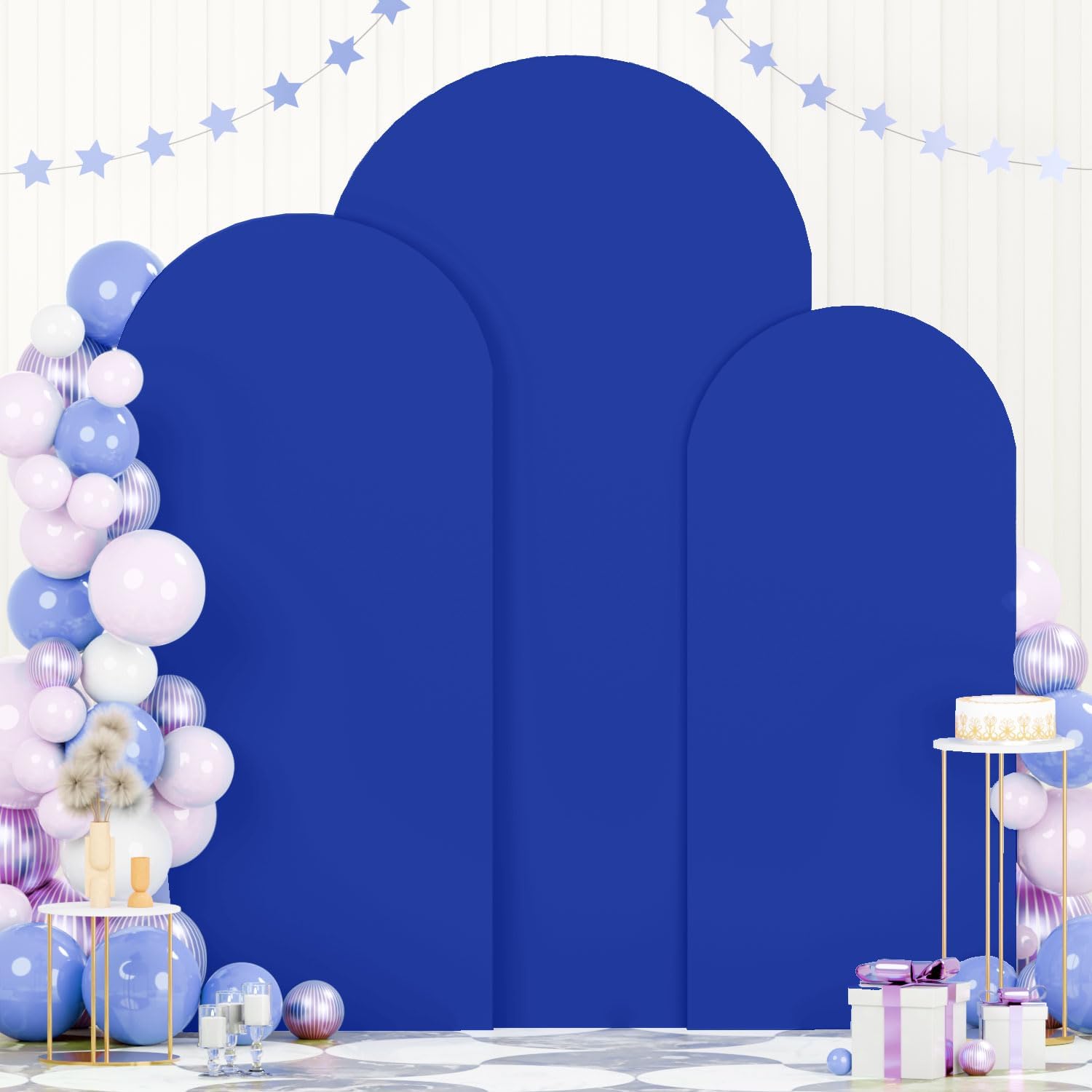 FOTSHARER Blue Arch Cover Set of 3 for Wedding Backdrop