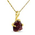 Natural Raw Garnet Chain Pendant Necklace - Dainty January Birthstone