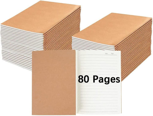 LIONSOUL 30-Pack Kraft Cover Journals - Traveler's Companion, 80 Pages