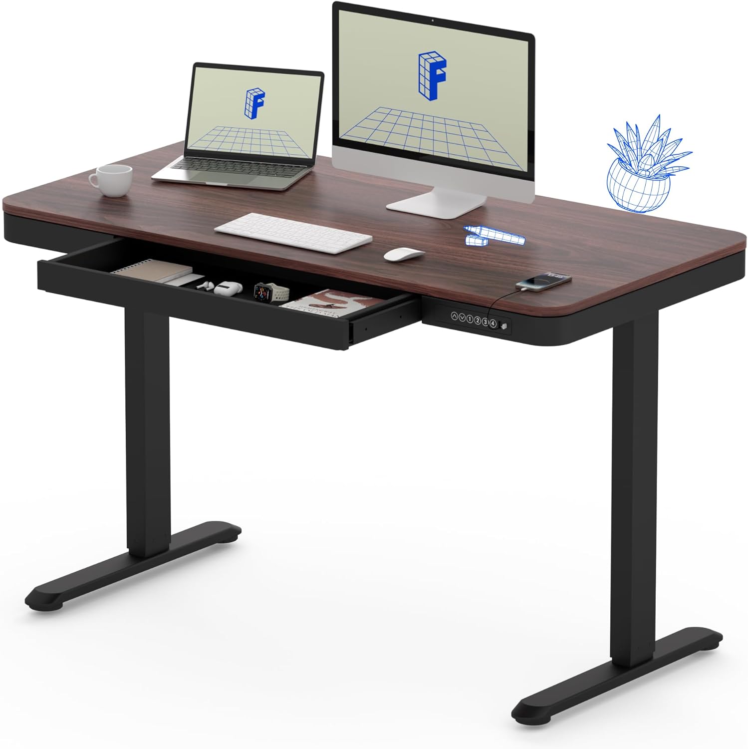 FLEXISPOT Comhar 48 Electric Standing Desk with USB Charging