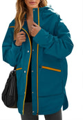 Womens Waterproof Rain Jacket Hooded Lined Windbreaker - Packable