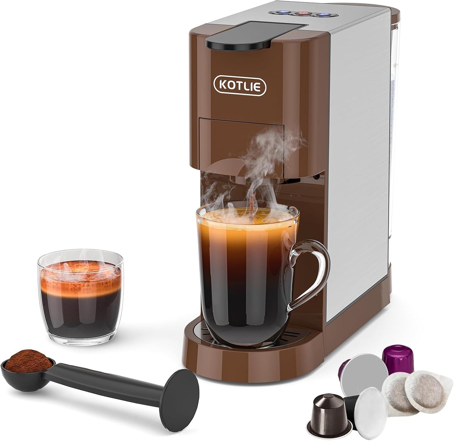 KOTLIE 4in1 Espresso Maker, 19Bar, 1450W