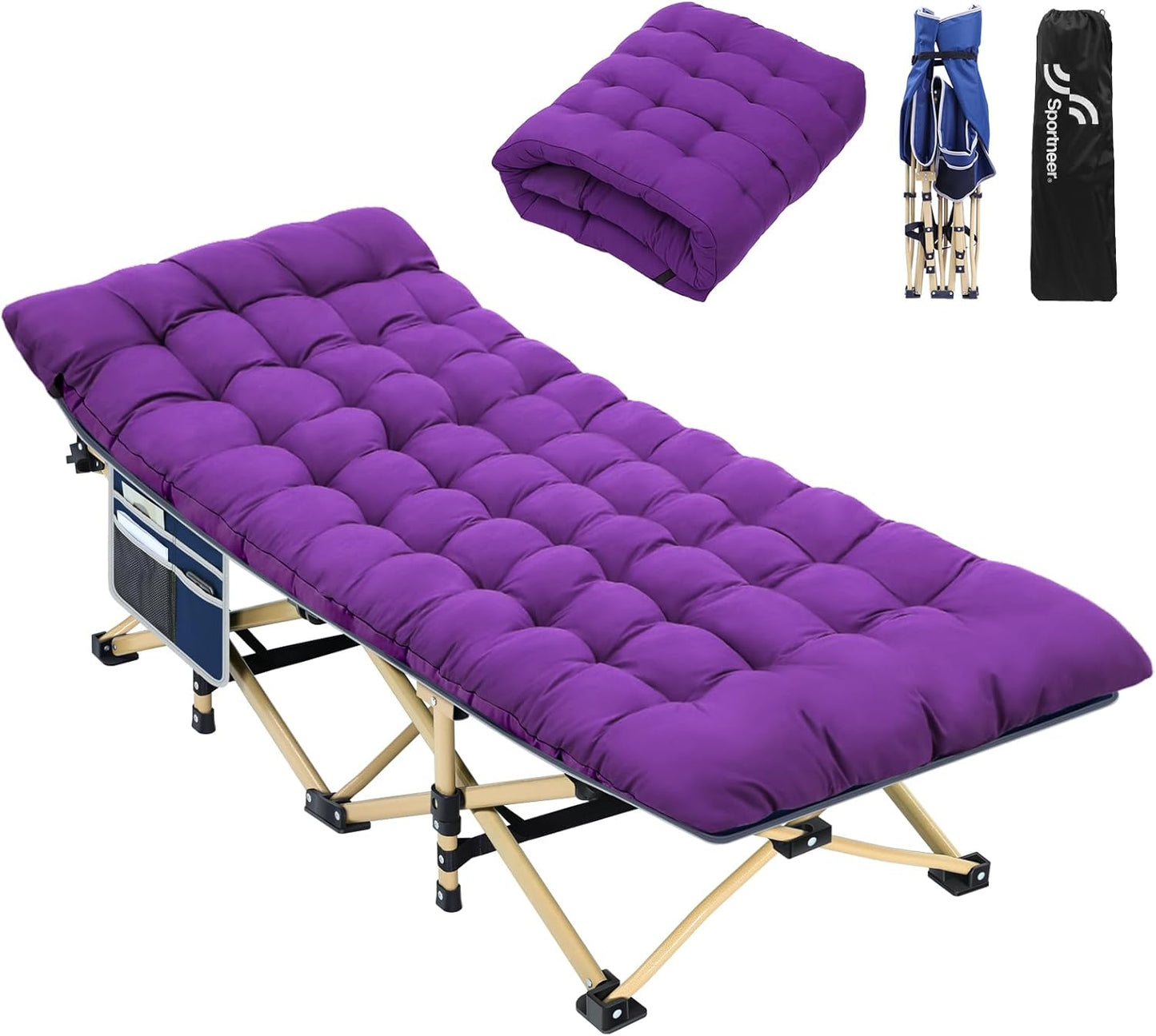 Sportneer Camping Cot with Mattress for Comfortable Sleep