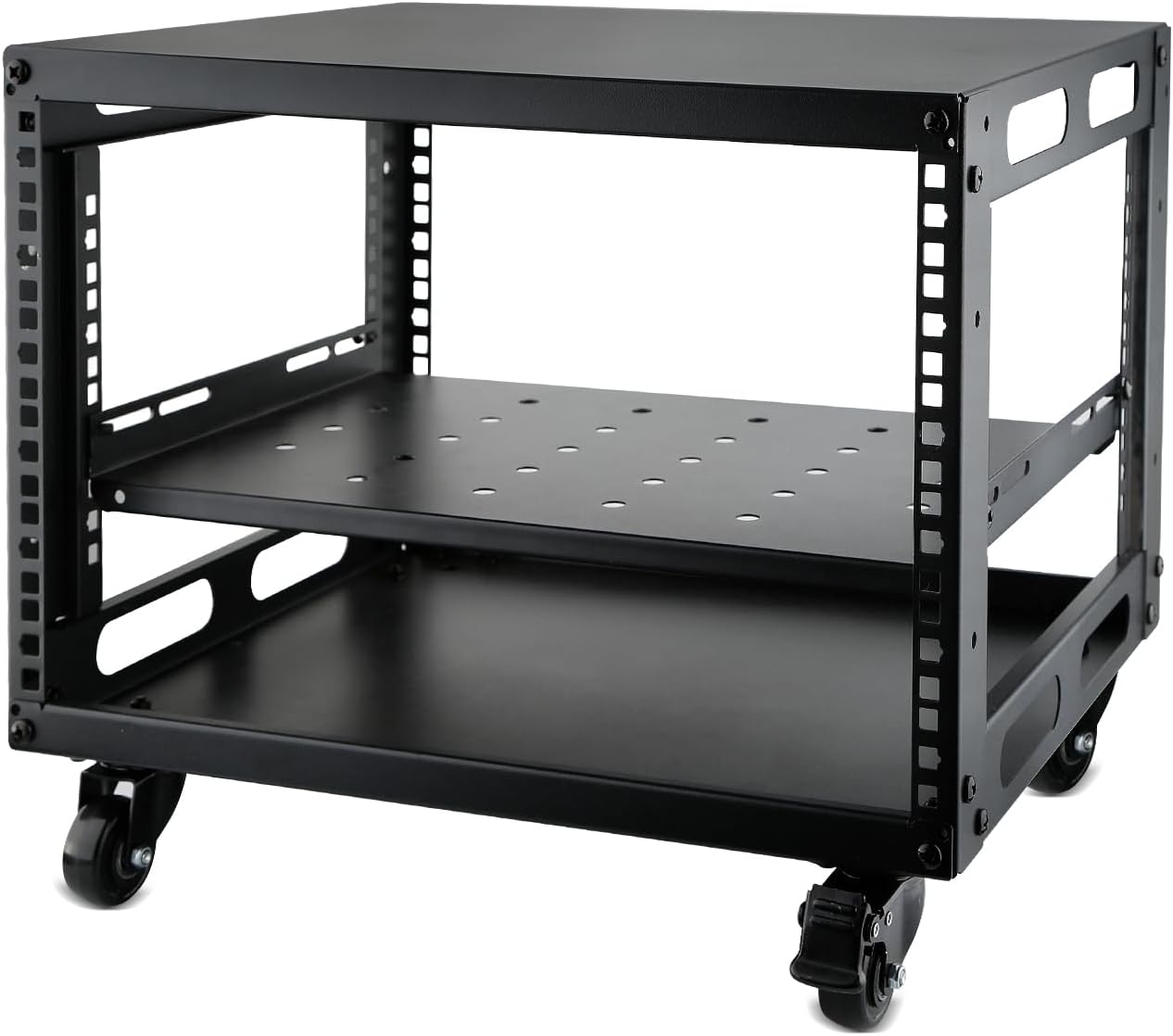 6U Open Frame Server Rack with Wheels for Servers & AV Gear