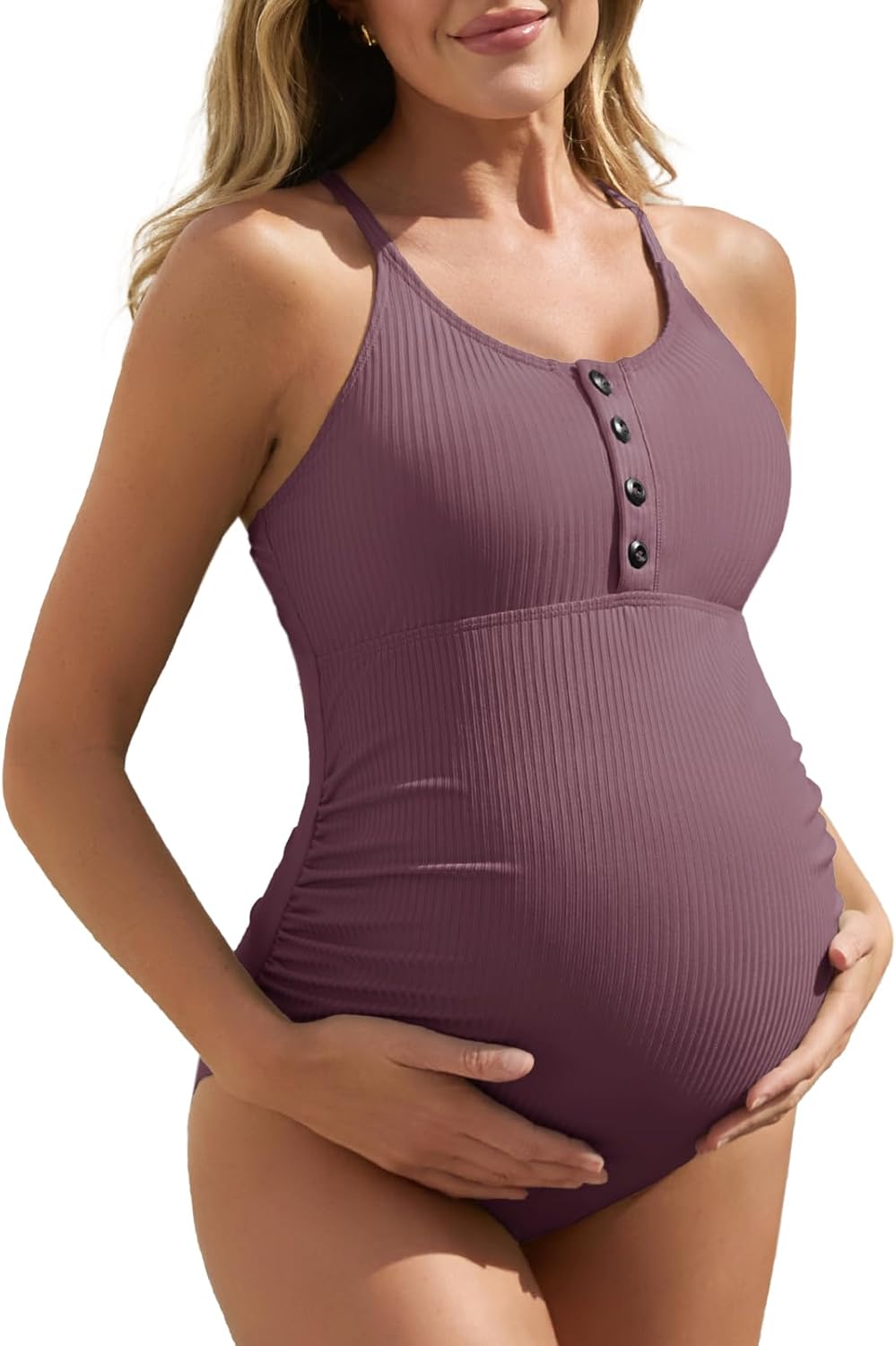 Summer Mae Maternity Swimsuit One Piece with Cross Back Design