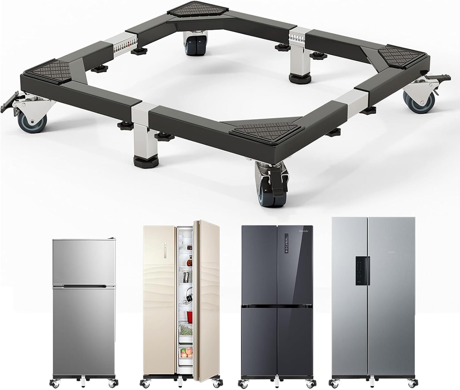 Heavy Duty All Steel Fridge Stand Mobile Base with Wheels