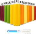 18 oz Glass Water Bottles with Lids - 12 Pack Clear Juice Bottles