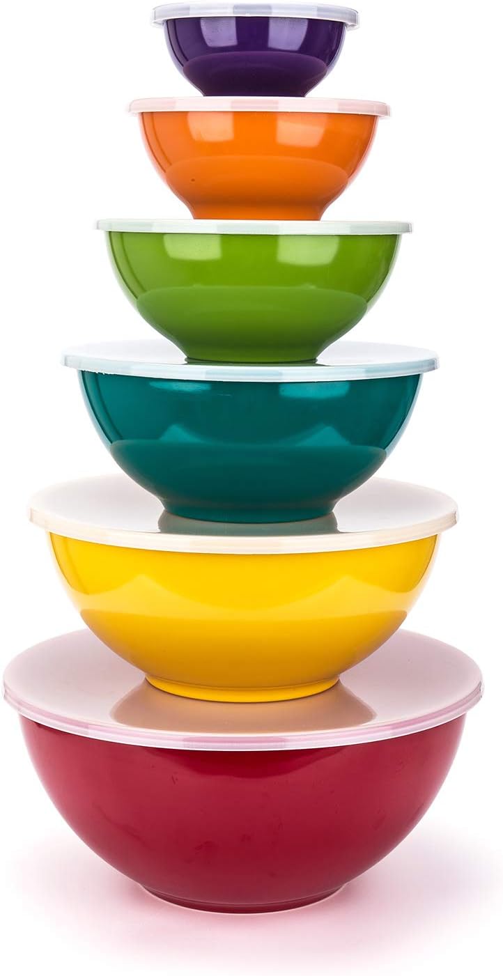 KX-WARE Melamine Mixing Bowls with Lids - 12 Piece Set