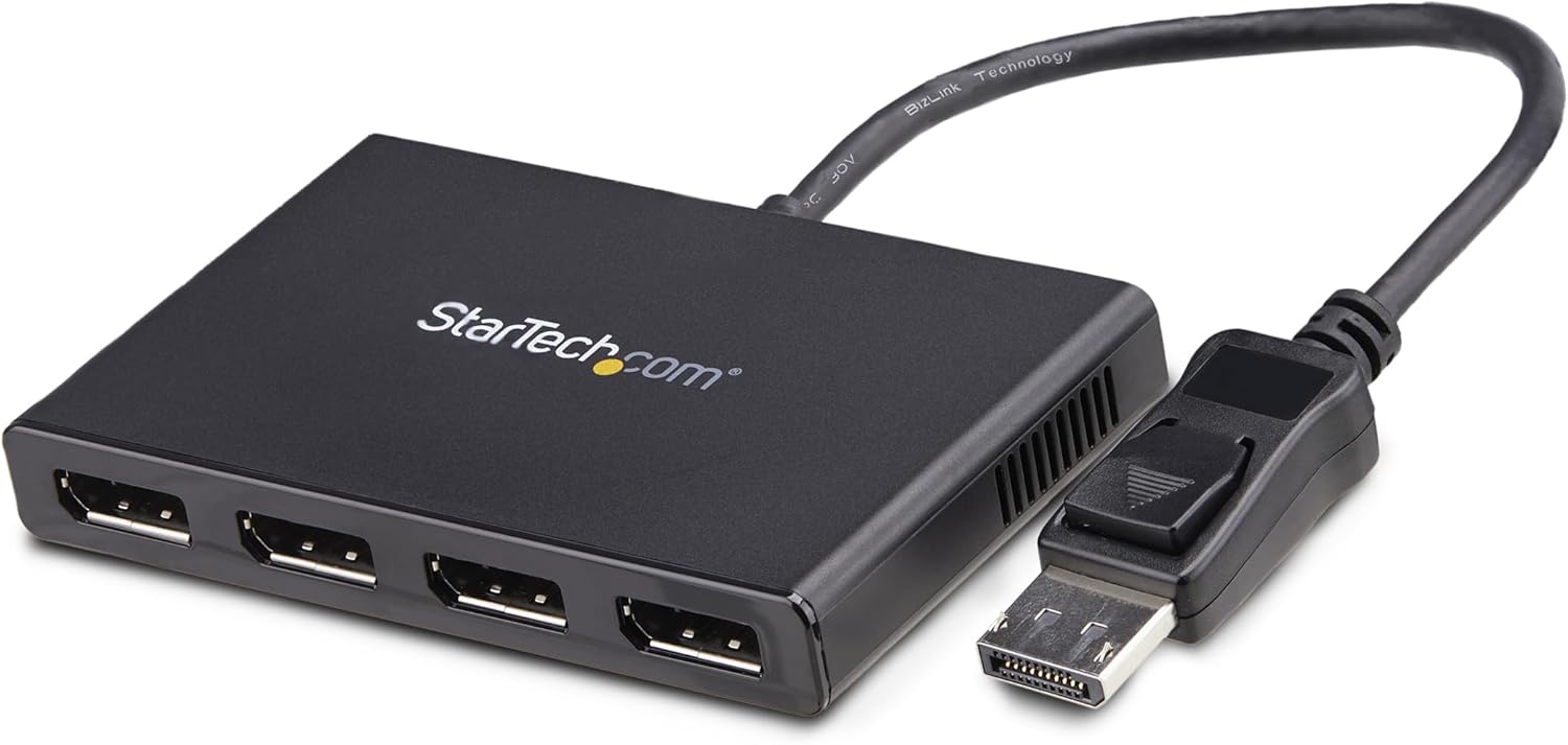 4-Port DisplayPort 1.2 Splitter for Quad 1080p Multi-Monitor Setup