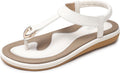 Womens Sandals Summer Flat T-Strap Thong Flats - Comfortable Walking