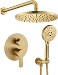 Brushed Gold Wall Mounted Shower System with 10in Rain Head - High