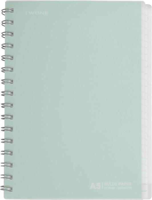 TWONE Spiral Notebook - Waterproof & Versatile - 140 Ruled Pages