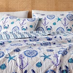 King Coastal Quilt Set by Great Bay Home - Nautical Design