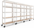 HOMEDANT House White 5-Tier Metal Rolling Cart for Storage