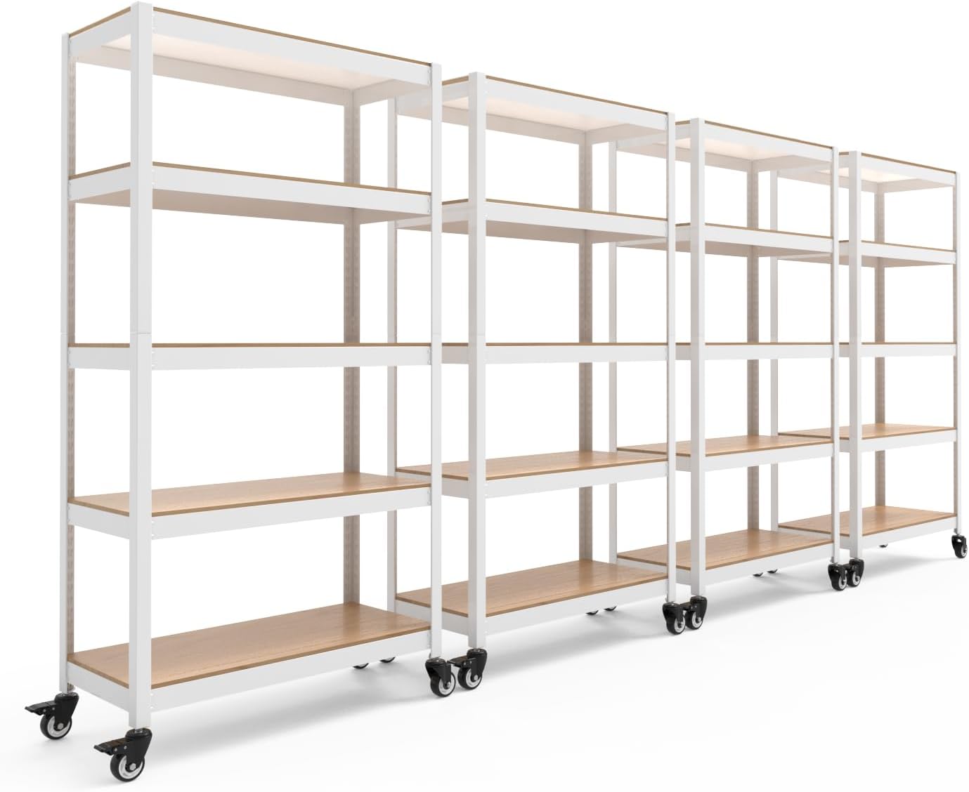 HOMEDANT House White 5-Tier Metal Rolling Cart for Storage