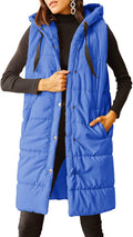Grlasen Women's Long Quilted Puffer Vest Sleeveless Hooded - Warm