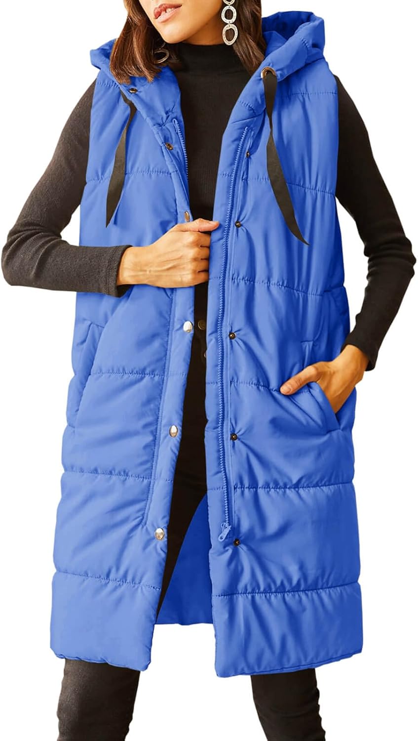 Grlasen Women's Long Quilted Puffer Vest for Winter Style