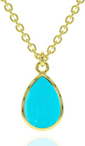 Genuine Gemstone Necklace for Women - Dainty Turquoise Pendant
