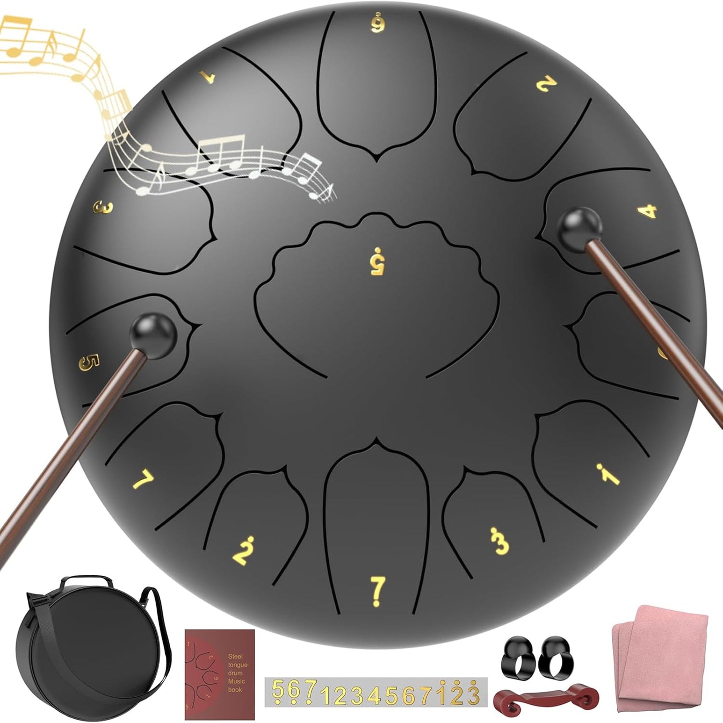 Large Steel Tongue Drum Handpan: 12 Inch 13 Notes for Relaxation