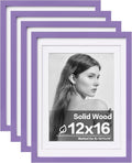 12x16 Purple Picture Frames 4PCS - Solid Wood with Plexiglass