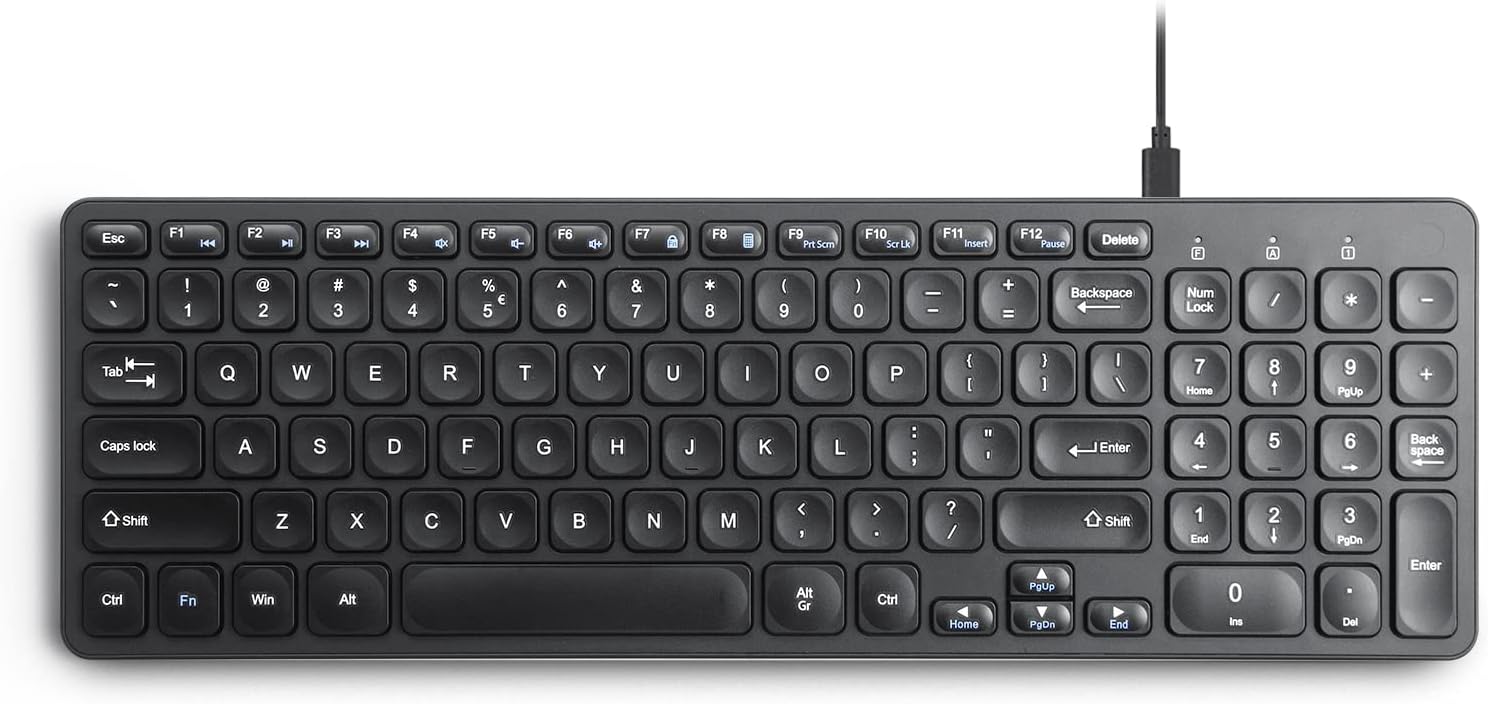 Perixx PERIBOARD-215B Wired Keyboard with Ultra Slim Design