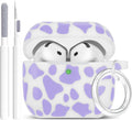 Lavender Cow Silicone AirPods 4 Case - YOMPLOW Floral Print Cover