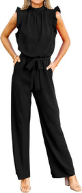 Jumpsuits For Women Dressy Summer One Piece Sleeveless Ruffle Mock Are