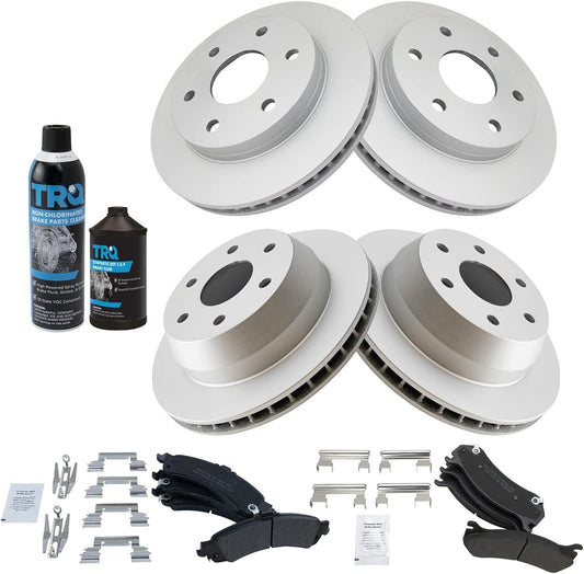 TRQ Metallic Brake Pad & Coated Rotor Kit for Cadillac Chevy