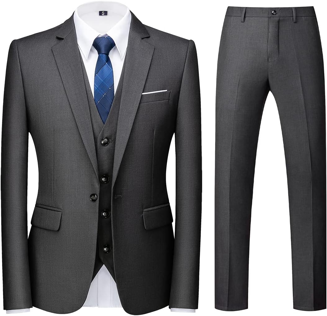 Mens Suits Regular Fit 3 Piece Tuxedo Blazer Jacket Set