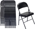 Black Folding Chairs with Padded Seats 10 Pack - Portable Event