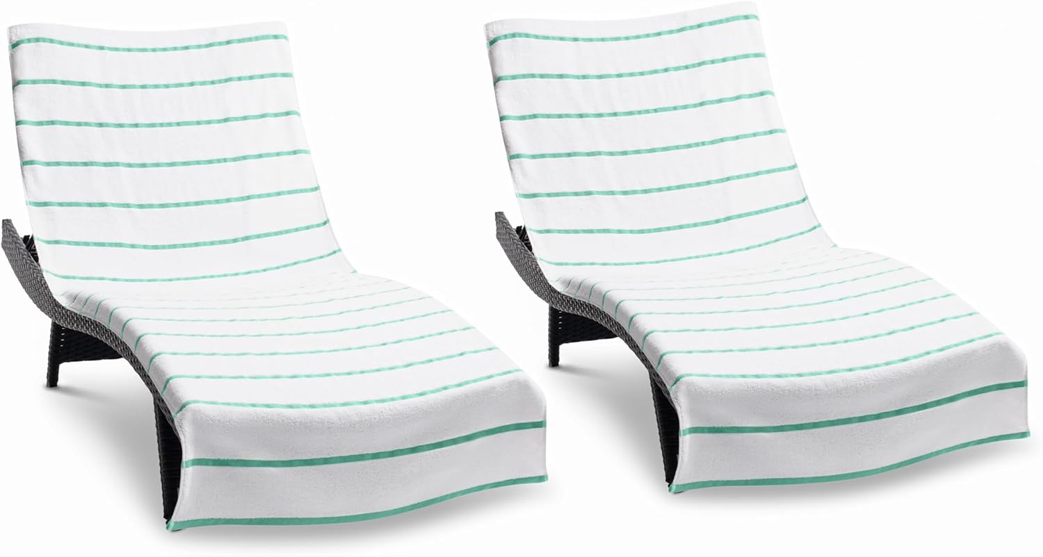 Arkwright Chaise Lounge Cover Pack of 2 Soft Cotton Striped