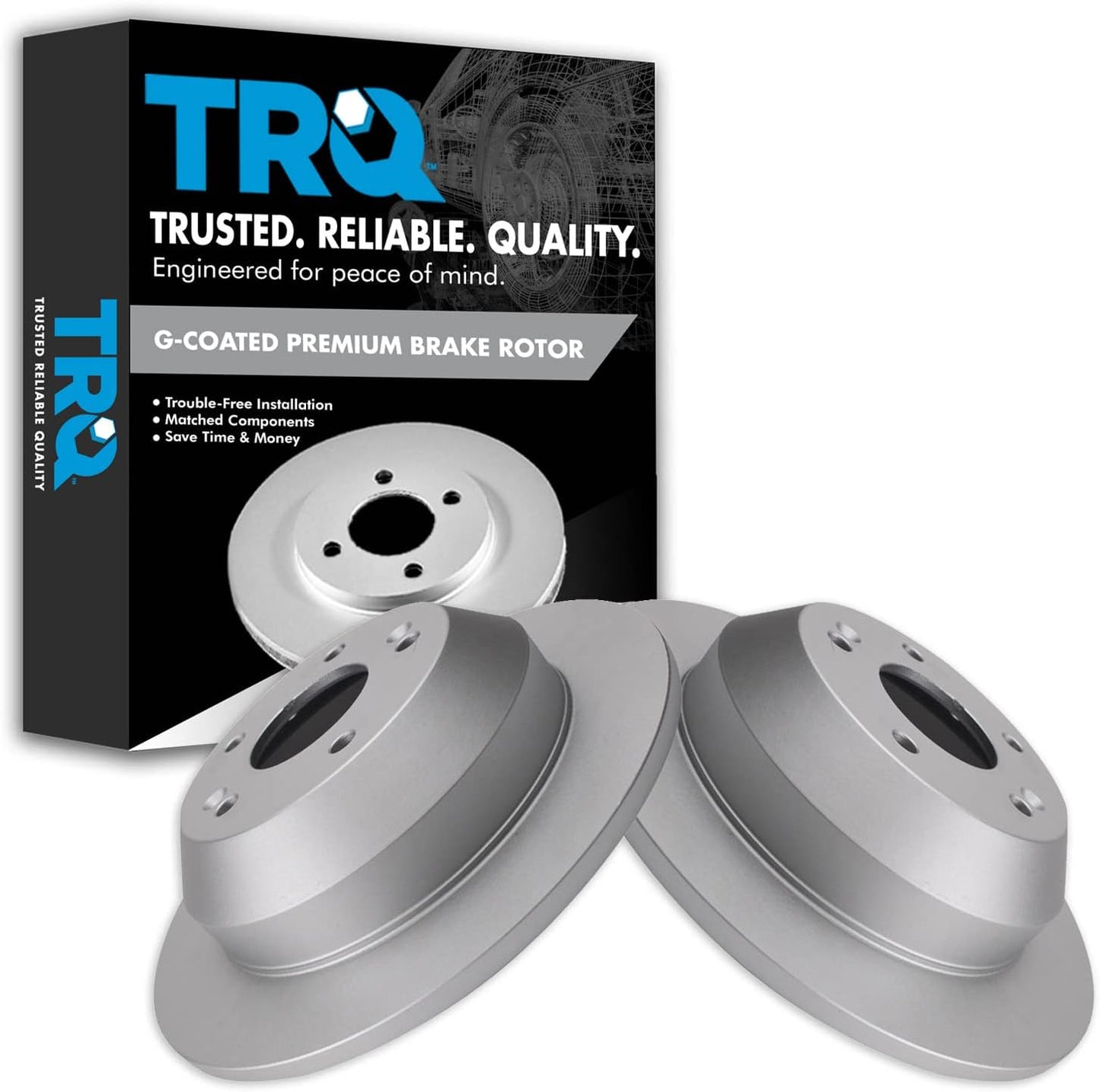 TRQ Rear Brake Rotors Set for Hyundai and Kia Vehicles