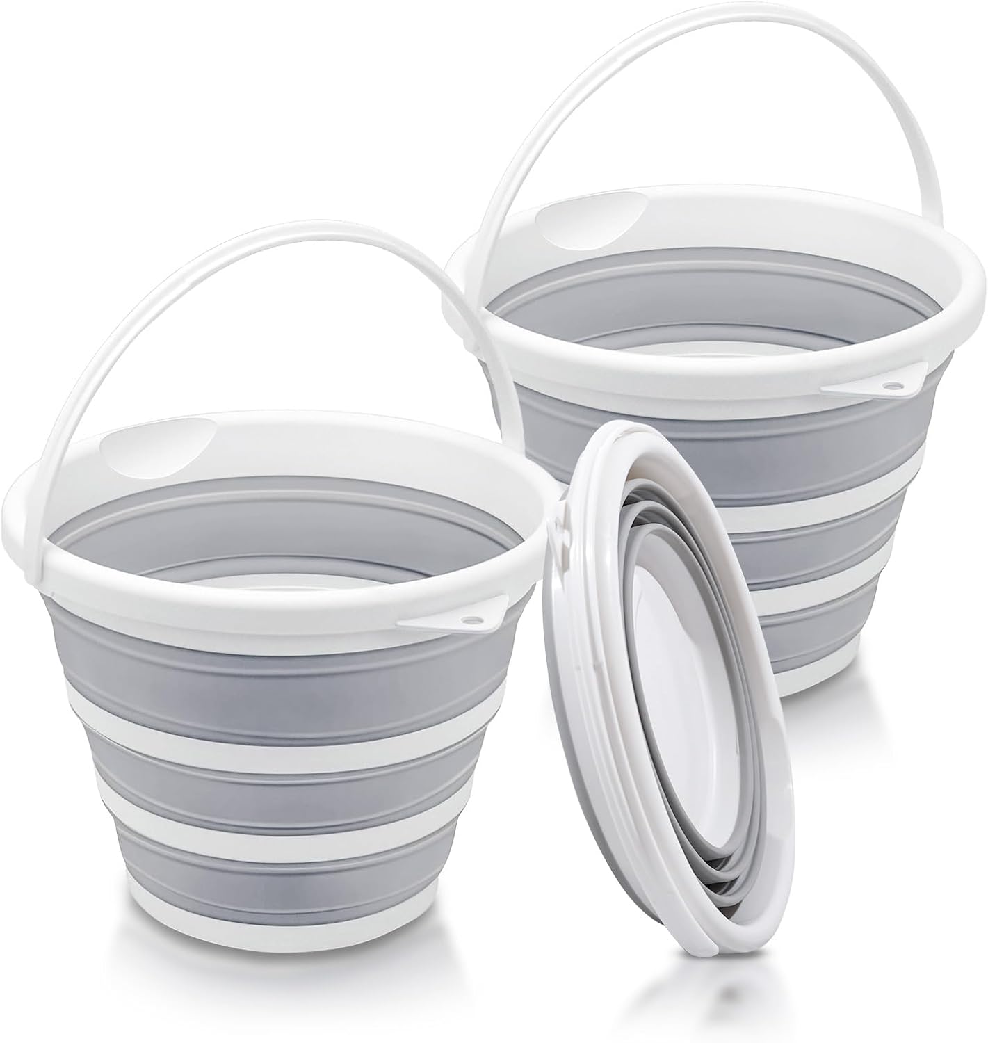 2-Pack Collapsible Buckets - 2.6 Gallon Essential for RV, Garden, Camping
