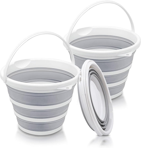 2-Pack Collapsible Buckets - 2.6 Gallon Essential for RV, Garden, Camping