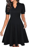 Mokayee Womens Summer Short Puff Sleeve Fit and Flare Dress Other