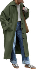Womens Long Trench Coat Single Breasted Oversized - Windproof