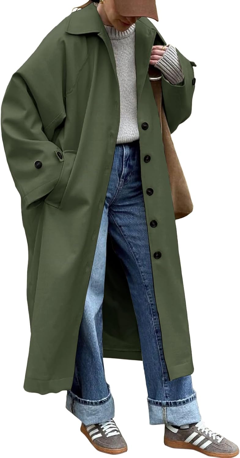 Stylish Oversized Long Trench Coat for Women by Tankaneo