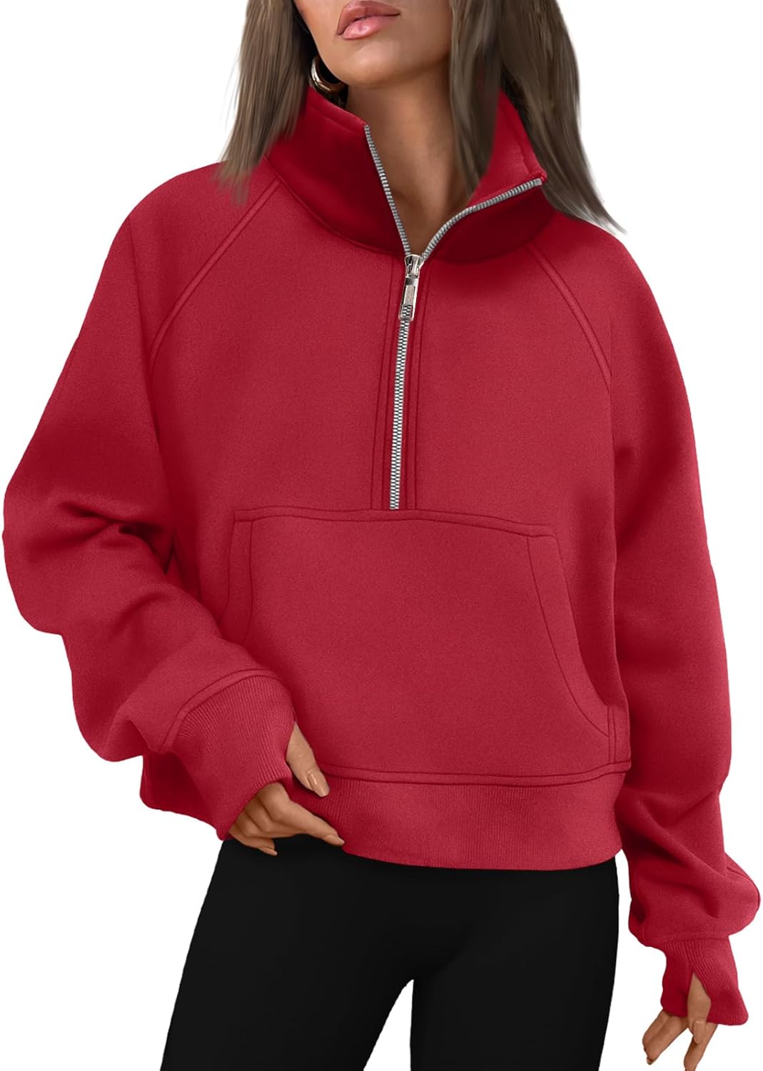 AUTOMET Womens Half Zip Cropped Pullover for Fall Fashion