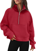AUTOMET Womens Half Zip Cropped Pullover Fleece Hoodie Fashion