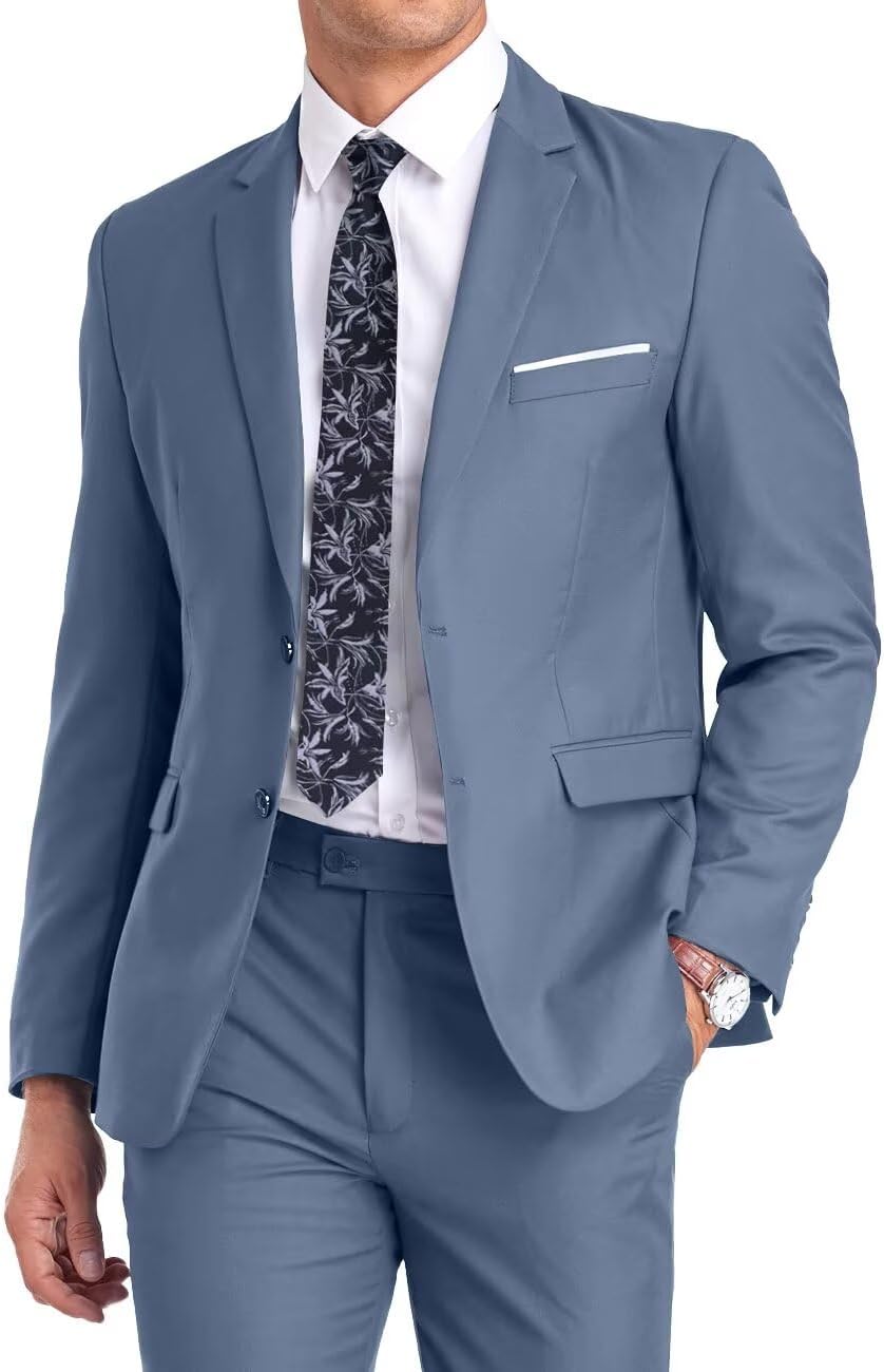 Fxzpiodi Mens Suit Slim Fit 2 Piece Tuxedo for Weddings and Prom