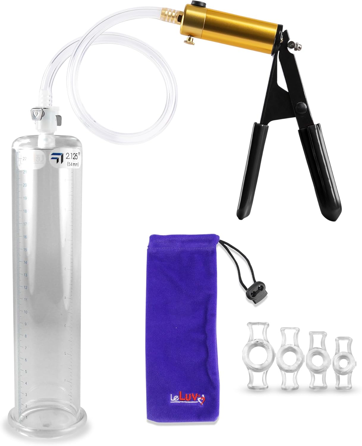 LeLuv Ultima Brass Penis Pump Kit with Constriction Rings