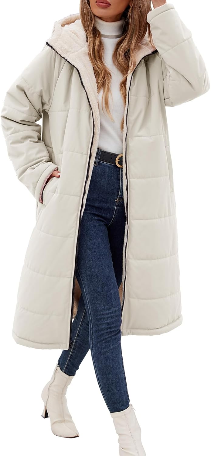 Women Winter Coats Fleece Long Jackets Oversized Warm Down
