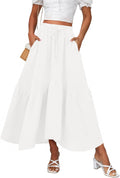 Zeagoo Long Skirt High Waist A Line Maxi Skirt - Flowy Tiered Style
